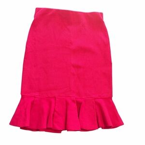 Express Vibrant Pink Pencil Skirt Ruffle Hem Bodycon Skirt Size Small